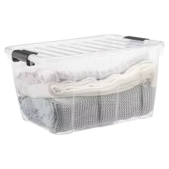 Boîte de rangement avec couvercle Home Box 30 litres - Gris