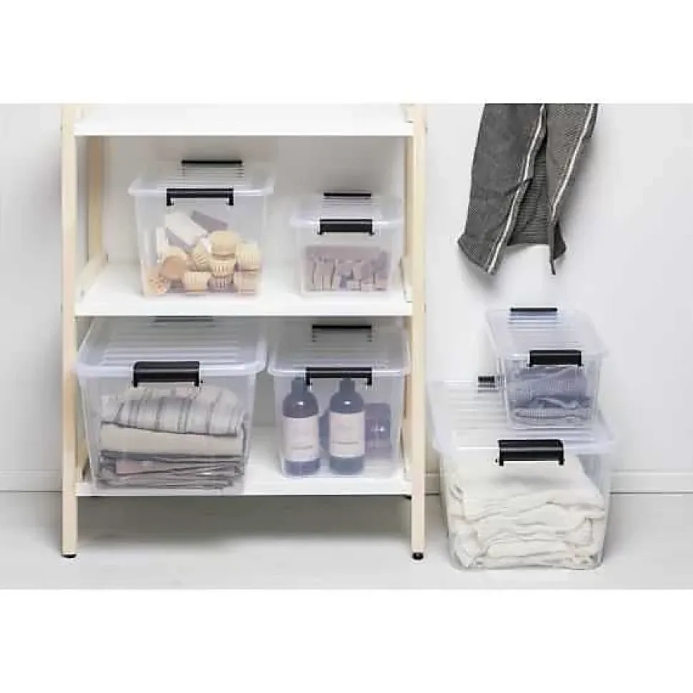 Boîte de rangement avec couvercle Home Box 30 litres - Gris