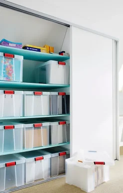 Boîte de rangement avec couvercle Sundis Clip’n store 45 L transparent