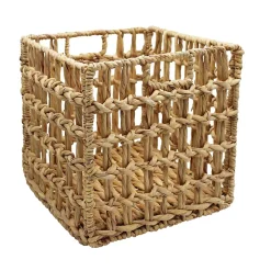 Boîte de rangement carrée en jacinthe d'eau tressé façon cage Mixxit