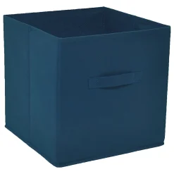 Boîte de rangement carrée en textile Mixxit coloris bleu canard