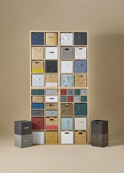 Boîte de rangement carrée en textile Mixxit coloris bleu canard