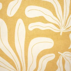 Boîte de rangement carrée en polycoton avec cadre Mixxit motif feuilles jaune et blanc