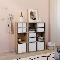 Boîte de rangement carrée en textile Mixxit coloris blanc