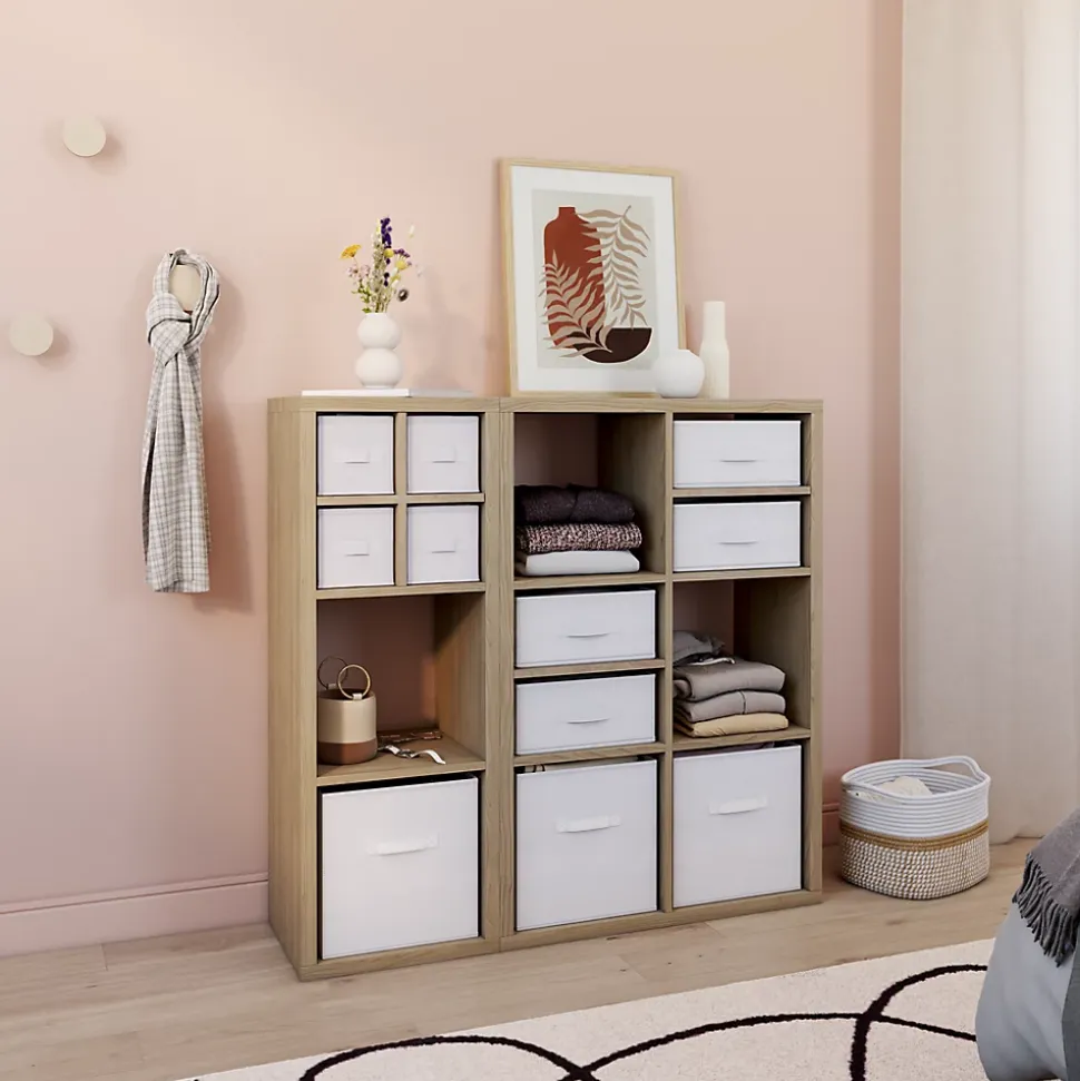 Boîte de rangement carrée en textile Mixxit coloris blanc
