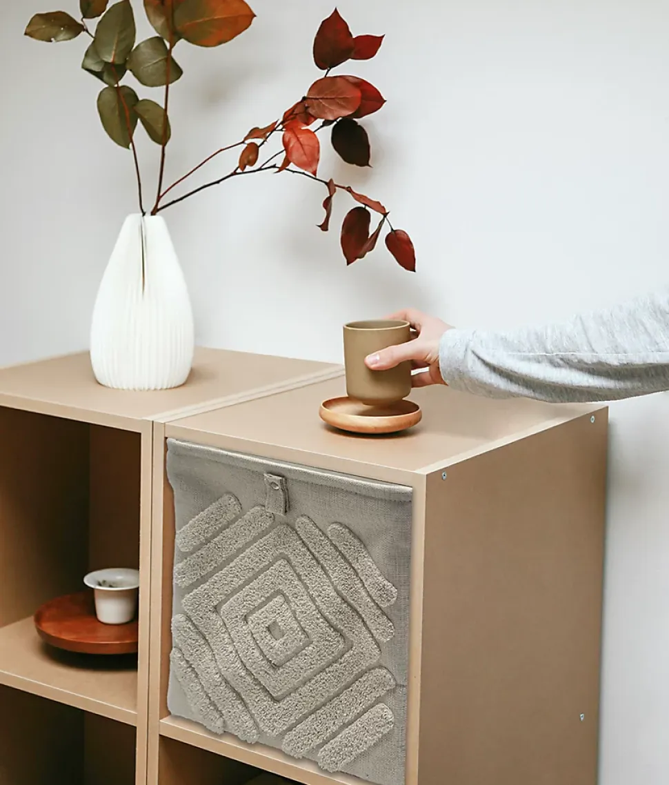Boîte de rangement carrée en textile Mixxit motif œil