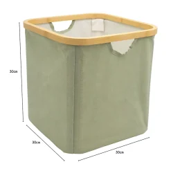 Boîte de rangement carrée en polycoton avec cadre Mixxit kaki