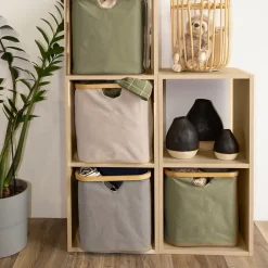 Boîte de rangement carrée en polycoton avec cadre Mixxit kaki