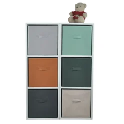 Boîte de rangement carrée en textile Mixxit coloris vert clair