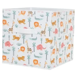 Boîte de rangement carrée en textile Mixxit motif savane