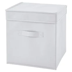 Boîte de rangement carrée en tissu Mixxit coloris blanc