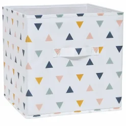 Boîte de rangement carrée en textile Mixxit motif triangles