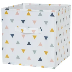 Boîte de rangement carrée en textile Mixxit motif triangles
