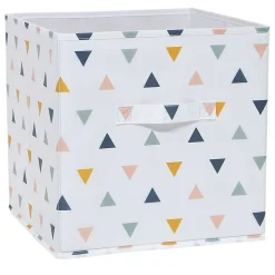 Boîte de rangement carrée en textile Mixxit motif triangles