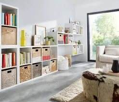 Boîte de rangement carrée en flanelle Mixxit coloris gris