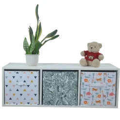 Boîte de rangement carrée en textile Mixxit coloris vert motif jungle