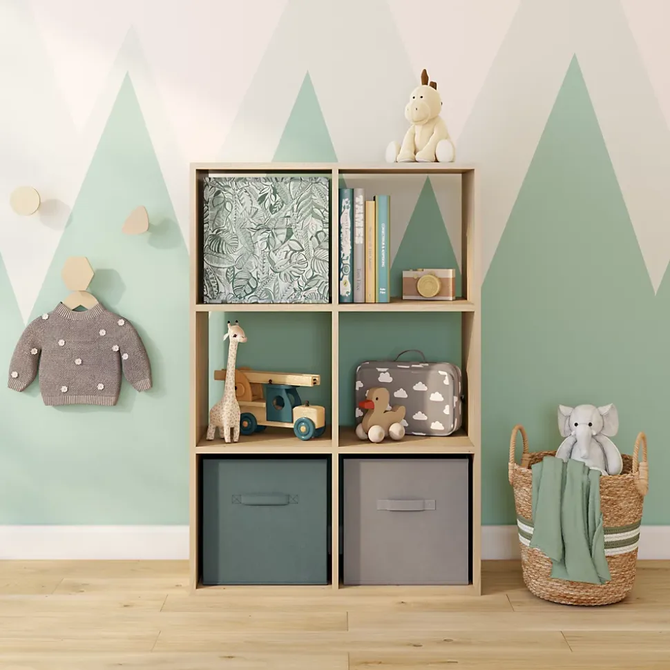 Boîte de rangement carrée en textile Mixxit coloris vert motif jungle