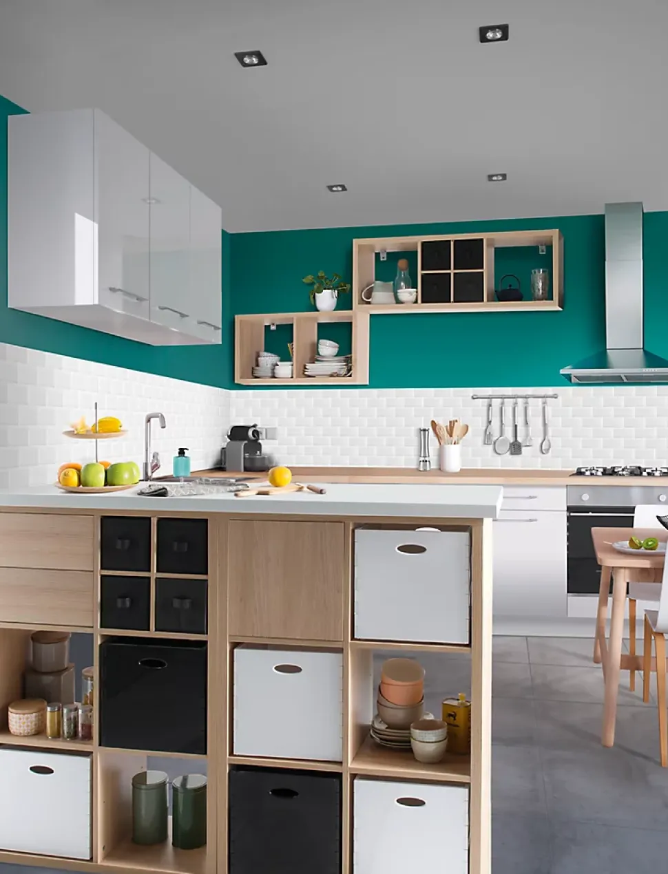 Boîte de rangement carrée en plastique Mixxit coloris blanc