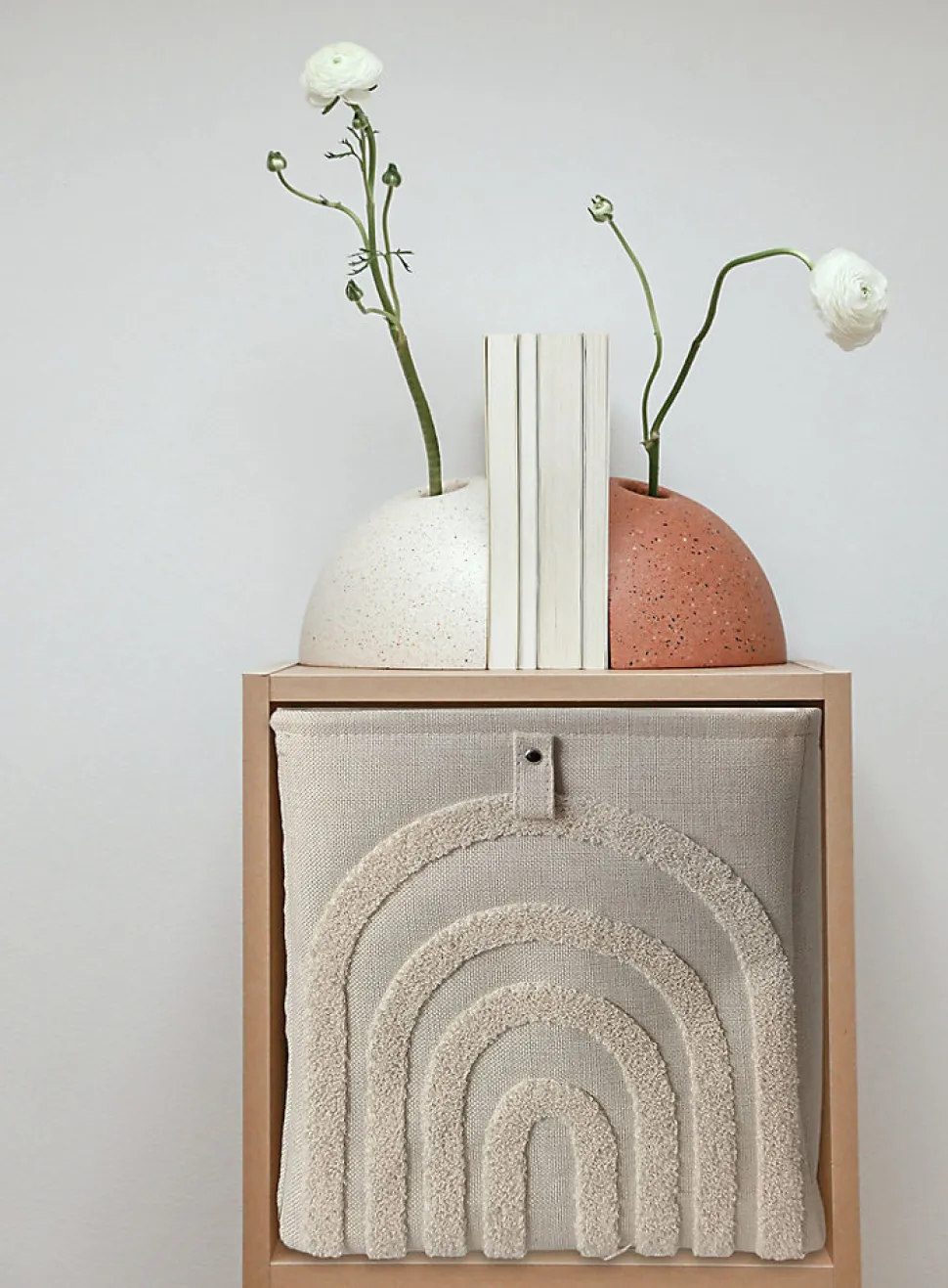 Boîte de rangement carrée en textile Mixxit motif arc en ciel