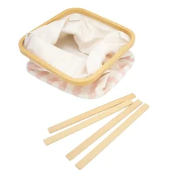 Boîte de rangement carrée en polycoton avec cadre Mixxit Hippolyte rose et blanc