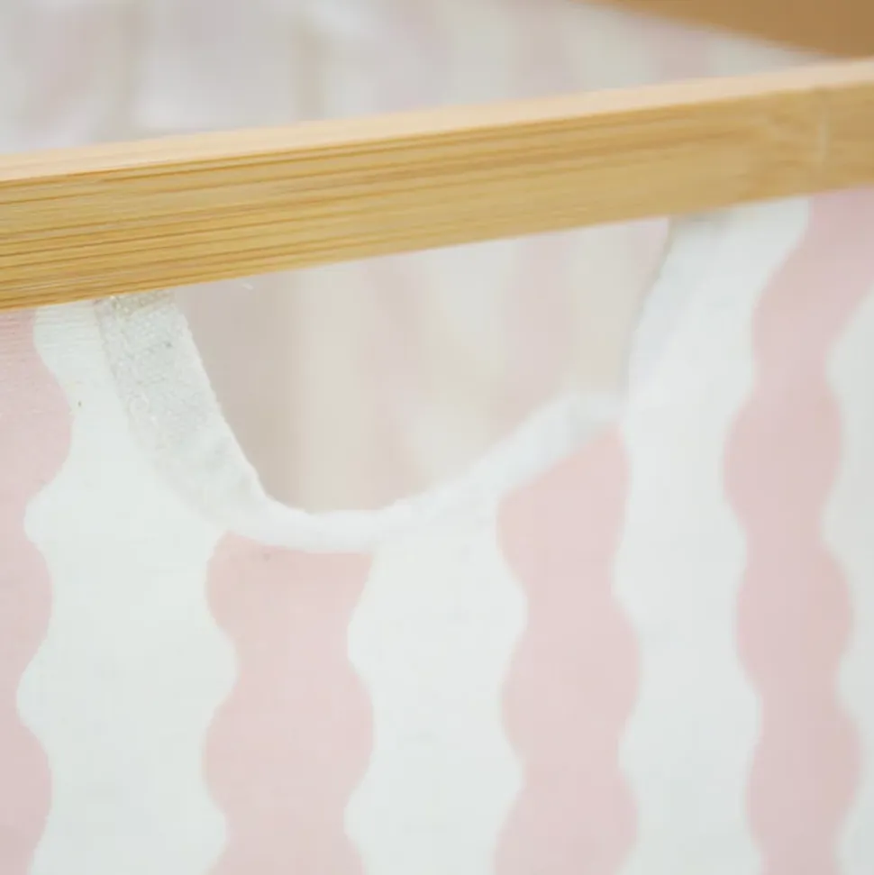 Boîte de rangement carrée en polycoton avec cadre Mixxit Hippolyte rose et blanc