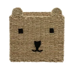 Boîte de rangement carrée en jonc de mer motif ourson Mixxit
