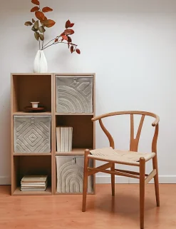 Boîte de rangement carrée en textile Mixxit motif soleil
