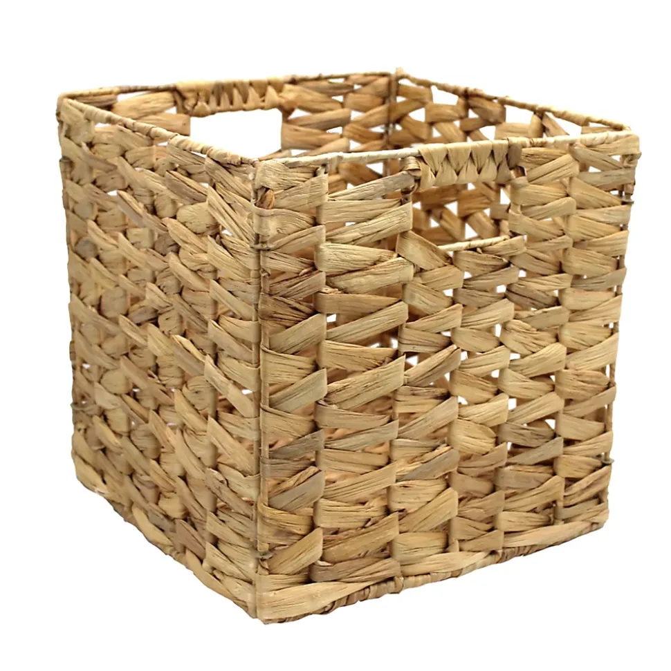 Boîte de rangement carrée en jacinthe d'eau tressé motif épais Mixxit