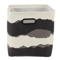 Boîte de rangement carrée en textile imprimé noir et blanc