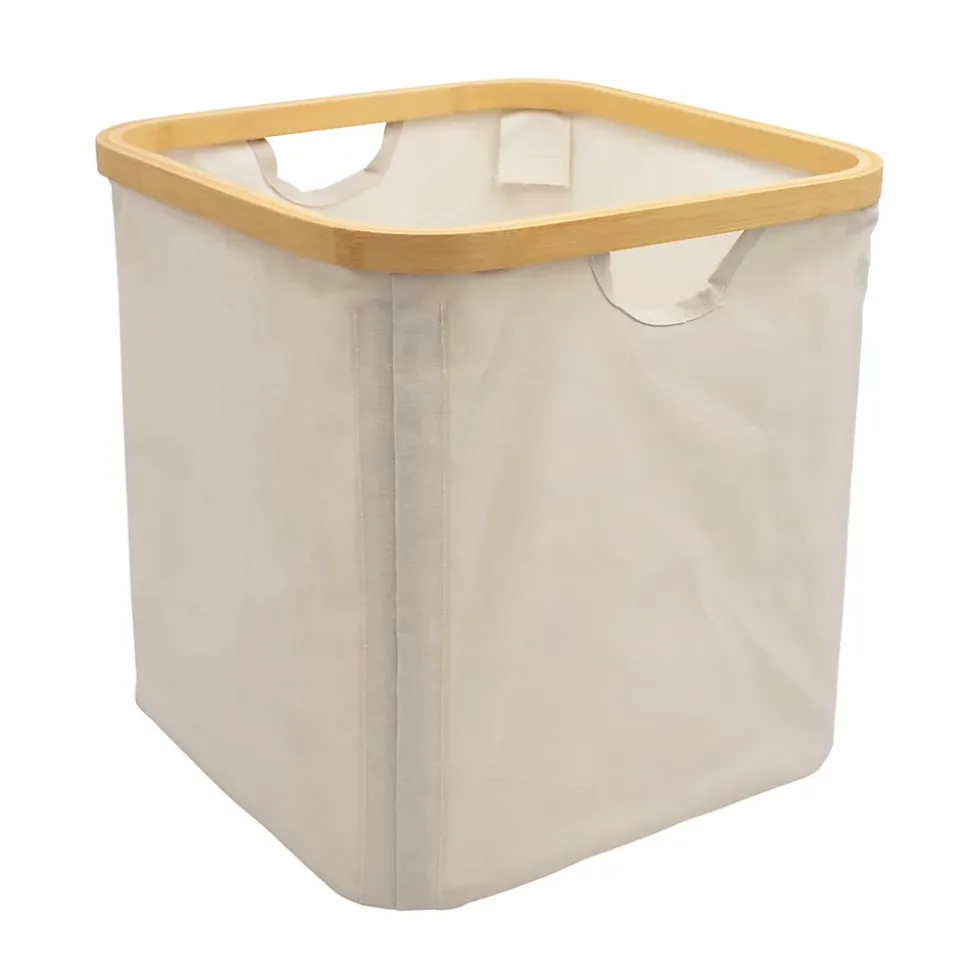 Boîte de rangement carrée en polycoton avec cadre Mixxit blanc