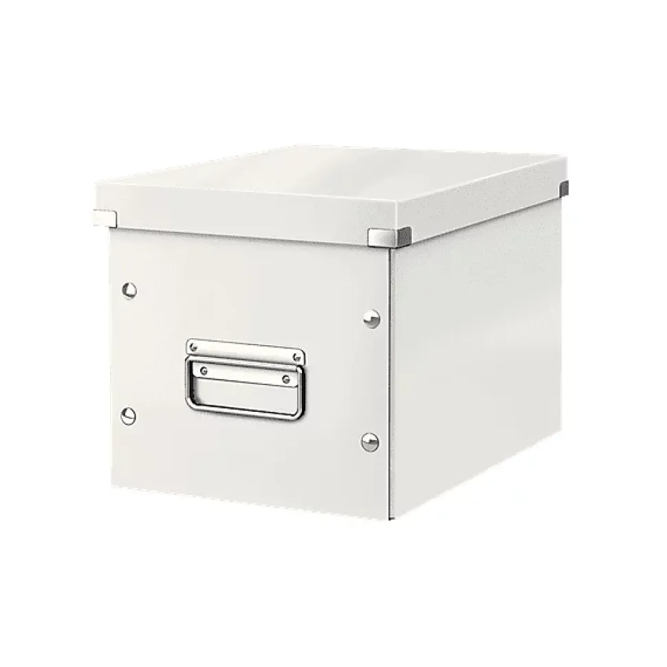Boîte de rangement Cube en Carton Solide Taille Moyenne - Blanc