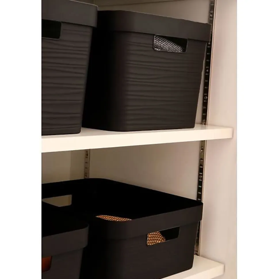 Boîte de rangement Décor Stone 30 L - Noir - 43 x 33 x 25,7 cm - EDA PLASTIQUE