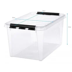 Boîte de rangement empilable 46 litres - Clips Blancs