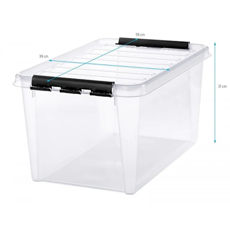 Boîte de rangement empilable 46 litres - Clips Blancs