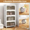 Boîte de Rangement Empliable Couvercle 126 L 168 L Tiroirs à 3 Modes Ouverture 4 Boîtes