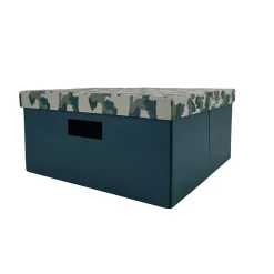 Boîte de rangement en carton Norasia avec couvercle motif camouflage