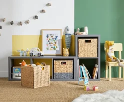 Boîte de rangement en fibre naturelle Mixxit coloris gris