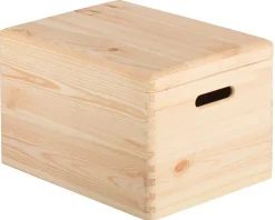 Boîte de rangement en pin massif avec couvercle 23x40x30cm
