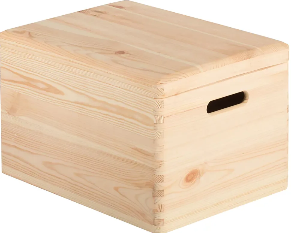 Boîte de rangement en pin massif avec couvercle 23x40x30cm