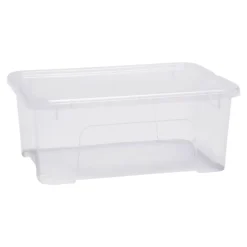 Boîte de rangement en plastique transparent 10L avec couvercle, GoodHome Kaze
