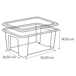 Boîte de rangement en plastique transparent 10L avec couvercle, GoodHome Kaze