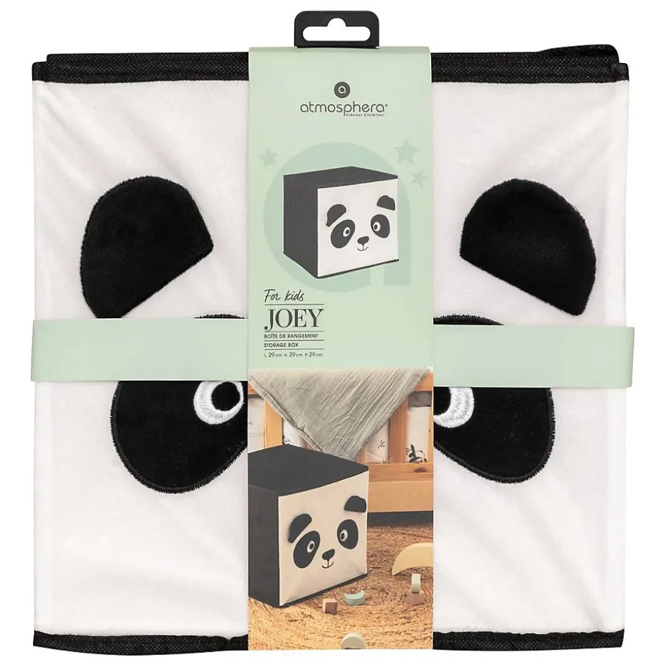 Boîte de rangement enfant panda Joey noir & blanc 29x29cm - Atmosphera