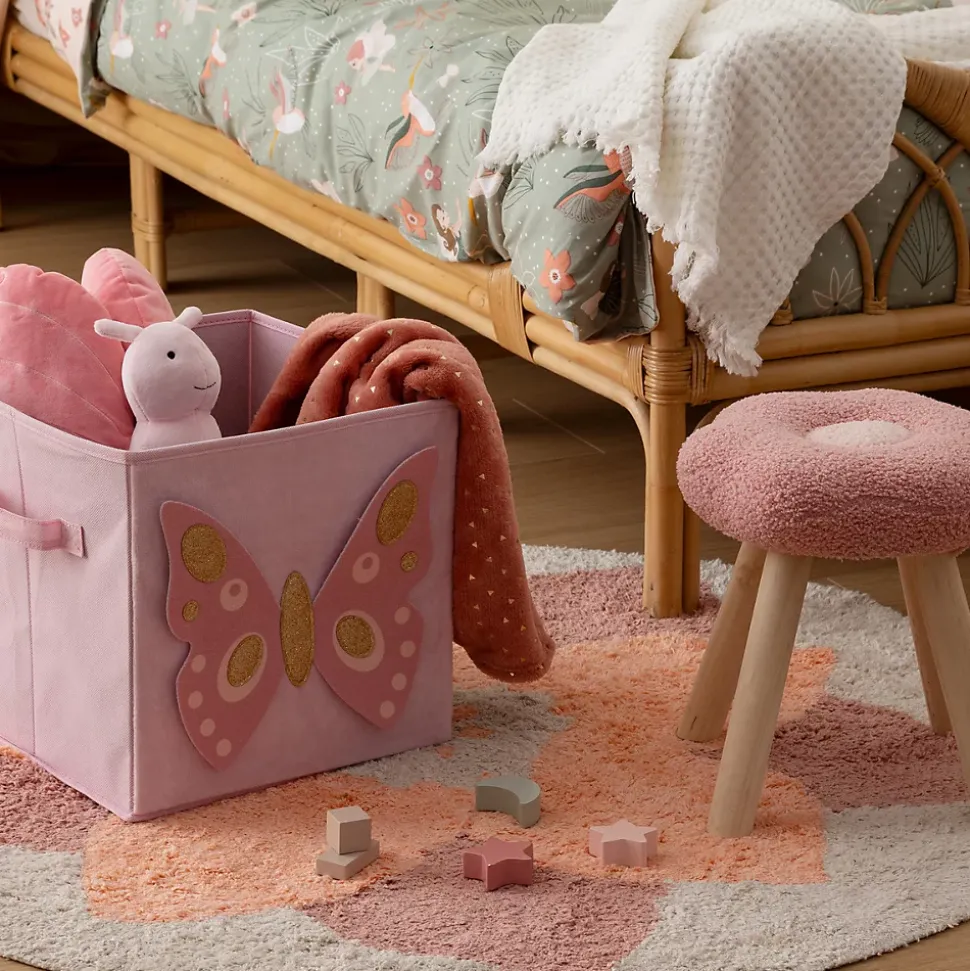 Boîte de rangement enfant papillon Joey rose 29x29cm - Atmosphera