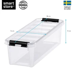 Boîte de rangement 3,5L empilable SmartStore Classic 4 Orthex P. 38 cm transparent avec 4 compartiments