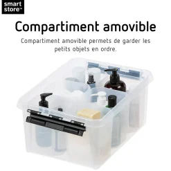 Boîte de rangement 14L empilable SmartStore Classic 15 Orthex P. 40 cm transparent avec 6 compartiments