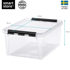 Boîte de rangement 14L empilable SmartStore Classic 15 Orthex P. 40 cm transparent avec 6 compartiments