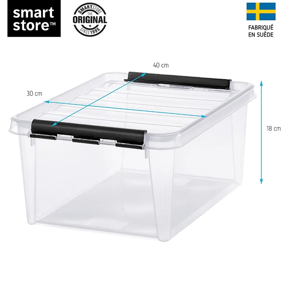 Boîte de rangement 14L empilable SmartStore Classic 15 Orthex P. 40 cm transparent avec 6 compartiments