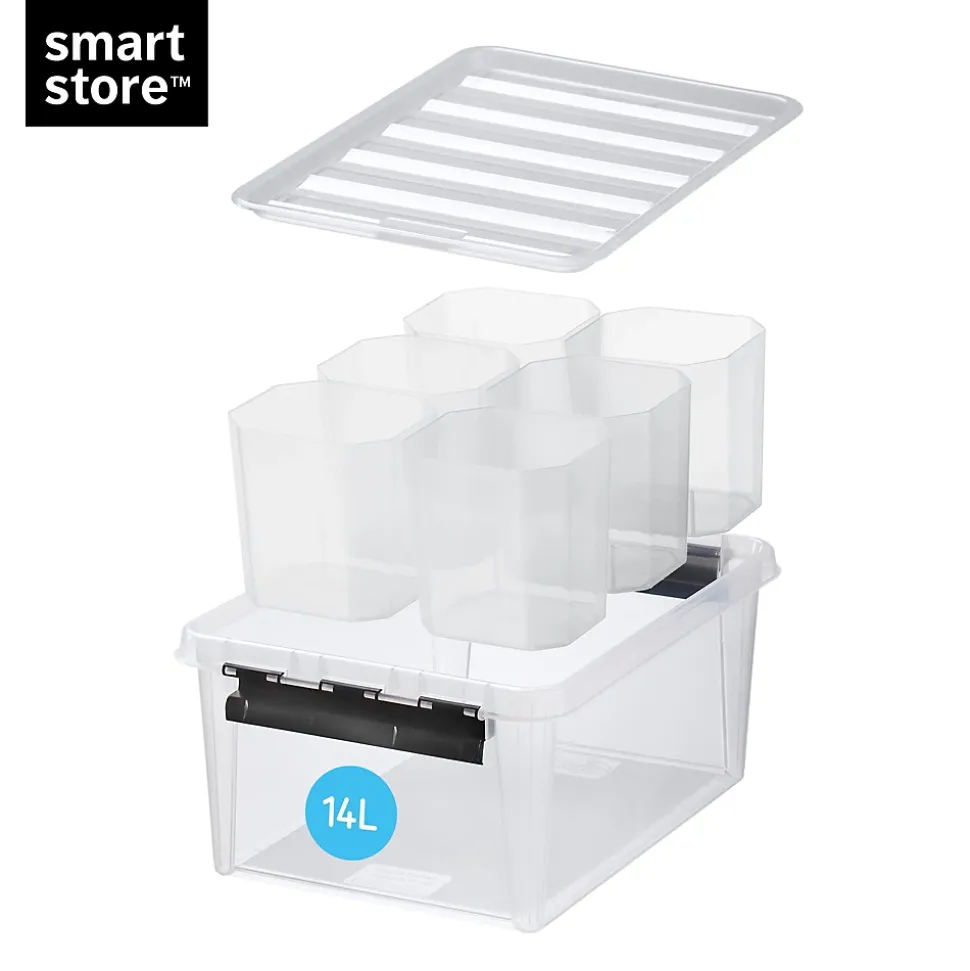 Boîte de rangement 14L empilable SmartStore Classic 15 Orthex P. 40 cm transparent avec 6 compartiments