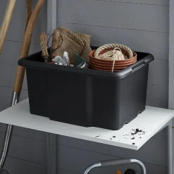 Boîte de rangement 26L Fitty H. 23 cm x L. 45,5 cm plastique noir