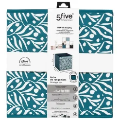 Boîte de rangement Mix 'n' Modul motif olivia bleu 31x31cm - Pétrole- 5five
